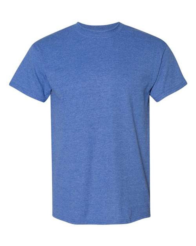 May include: A plain blue short-sleeved t-shirt made of a soft, comfortable material.