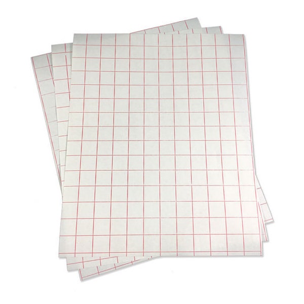 25pk / 12"x 15" Transfer Tape / High Tack Paper / Red Grid