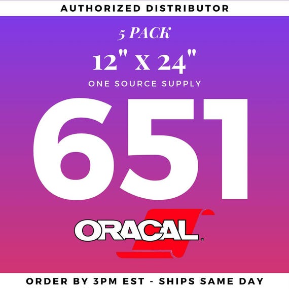 12" x 24" Oracal 651 Vinyl 5-SHEETS | Permanent Outdoor Vinyl | Craft Vinyl Sheet | Decal Vinyl | Oracal Vinyl Sheet | Adhesive Vinyl