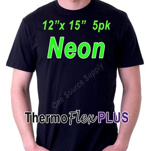 12&quot;x 15&quot; / 5-sheets / ThermoFlex Plus Neon - Heat Transfer Vinyl - HTV