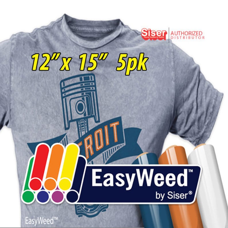 12&quot;x 15&quot; / 5-Sheets / Siser EasyWeed HTV - Heat Transfer Vinyl photo
