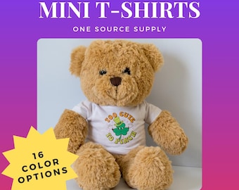 Blank Mini T-Shirts for Stuffed Animals and Dolls, (Pack of 6), 100% Cotton, Fits 18'' Dolls, Great for Personalization & Displays