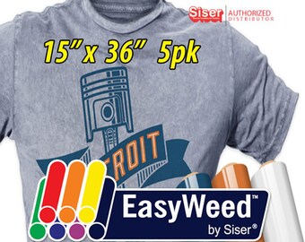 15"*x 36" / 5-pk / Siser EasyWeed HTV-  Heat Transfer Vinyl