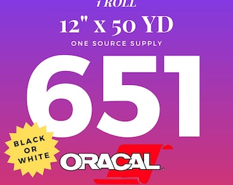 12" x 50 Yards BLACK or WHITE Oracal 651 Vinyl | Permanent Outdoor Vinyl | Craft Vinyl Sheet | Decal Vinyl | Oracal Vinyl | Adhesive Vinyl