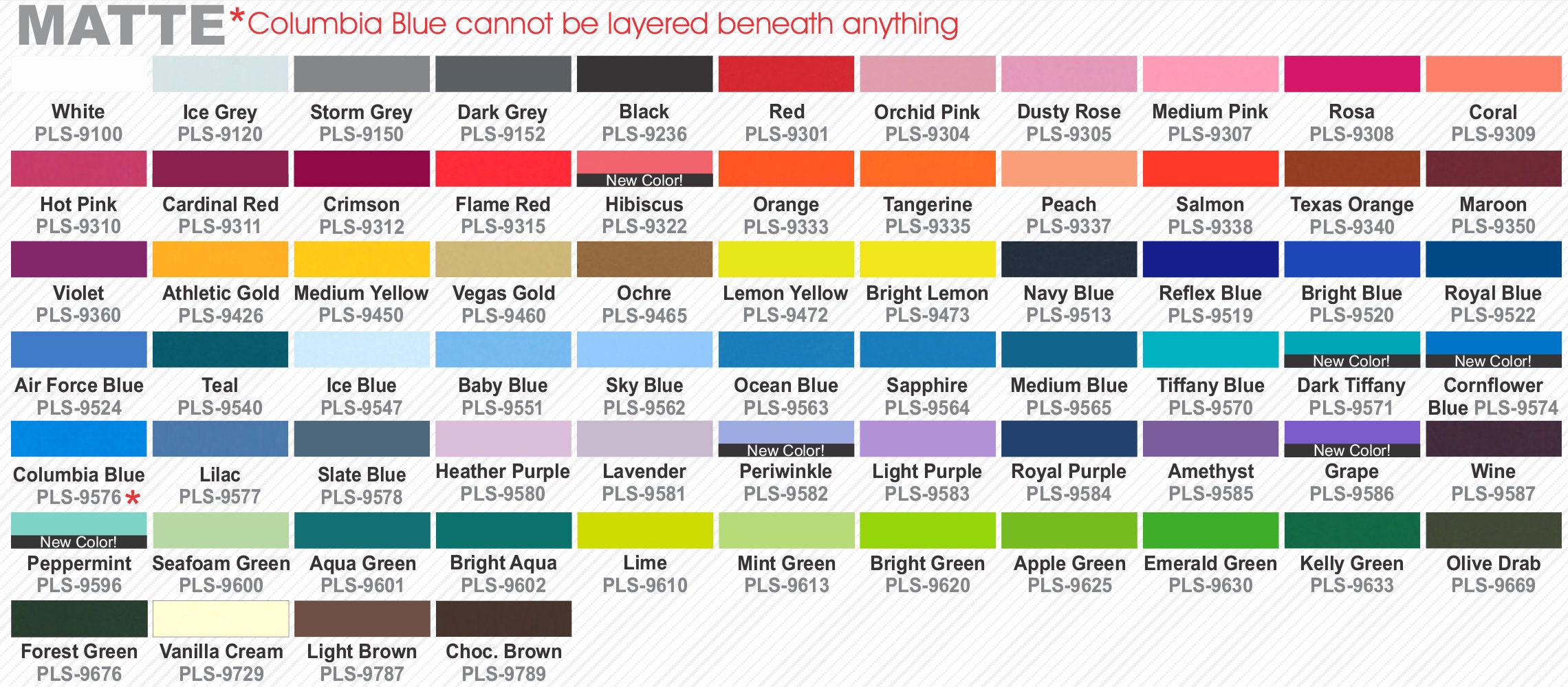 Thermoflex Plus Color Chart