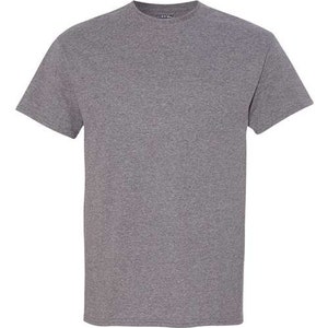 May include: A heather gray short-sleeved t-shirt.