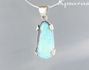 Anhänger Opal, 925 Sterling Silber, 9 Karat Gold, Boulder Opal, Naturstein, Unikat, handgefertigt, Qualitätsschmuck, für Frauen