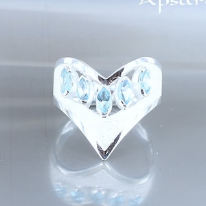 Blauer Topas-Ring, Größe 56,5, 925er Sterlingsilber, himmelblauer Stein, handgefertigt, Qualitätsschmuck, für Frauen, Elfenring.