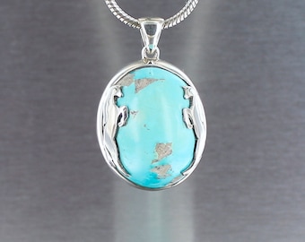 Turquoise pendant, 925 sterling silver, natural turquoise, blue stone, horse, unique piece, handcrafted, quality jewelry.