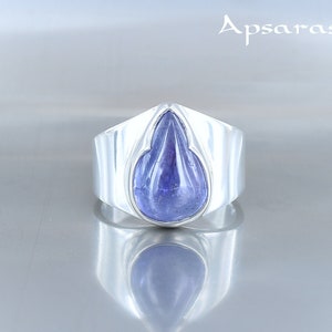 Tanzanite ring, size 54, 925 sterling silver, natural blue stone, unique piece, handcrafted, quality jewelry, for women