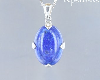 Lapis lazuli pendant, 925 sterling silver, natural blue stone, unique piece, handcrafted, quality jewel, exclusive