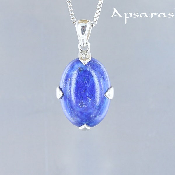 Lapis lazuli pendentif, argent sterling 925, pierre bleue naturelle, pièce unique, fabrication artisanale, bijou de qualité, exclusif