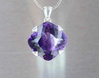 Amethyst pendant, 925 silver, natural stone, purple stone, handcrafted, quality jewel, exclusive jewel, for her