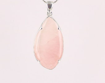 rose quartz pendant, 95 silver, natural stone, pink stone, bicolor rose quartz, quality jewel, artisanal creation, exclusive jewel