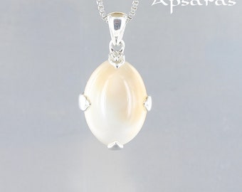 moonstone pendant, 925 silver, natural stone, orange gray stone, handcrafted, unique piece, exclusive jewelry, for her