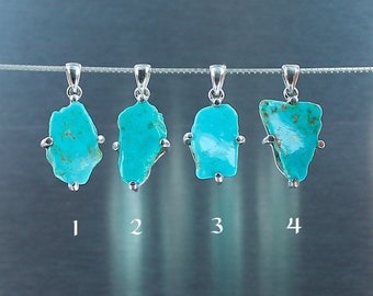 Turquoise pendants, 925 sterling silver, real raw turquoise, blue stone, unique piece, handcrafted, quality jewelry.