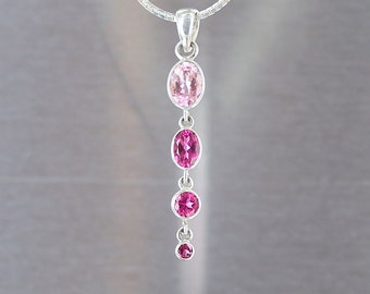 Tourmaline pendant, 925 silver, pink tourmaline, natural stone, handcrafted, original creation, multi-stone pendant