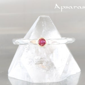 rubis ring, 18k gold, 925 silver, red natural stone, minimalist ring, handmade
