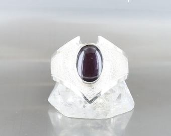 Anello con rubino stellato, misura 59, argento sterling 925, pietra naturale, pietra rossa, pezzo unico, fatto a mano, gioielli di qualità