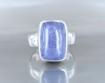 Tanzanite ring, size 56, 925 sterling silver, natural blue stone, unique piece, handcrafted, quality jewelry, for women