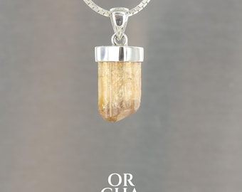 Imperial topaz Solid sterling silver pendant with raw imperial topaz crystal, handmade, design one of a kind piece