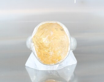 Citrine ring, size 7.75, sterling silver 925, natural stone, yellow stone, one of kind, handmade, quality made jewelry, for women.