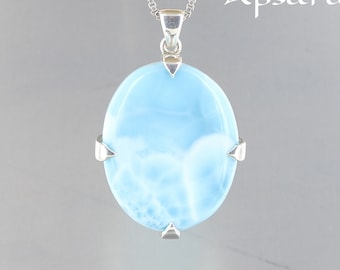 Larimar pendant, 925 sterling silver, natural stone, blue stone, one of kind, quality handmade jewelry, designer jewelry, for women
