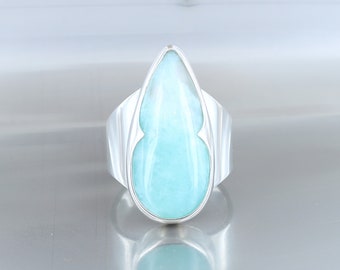 Aquaprase ring, size 58, 925 sterling silver, rock, celestial, natural green stone, quality jewelry, unique ring, handmade.