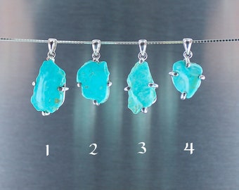 Turquoise pendants, 925 sterling silver, real raw turquoise, blue stone, unique piece, handcrafted, quality jewelry.