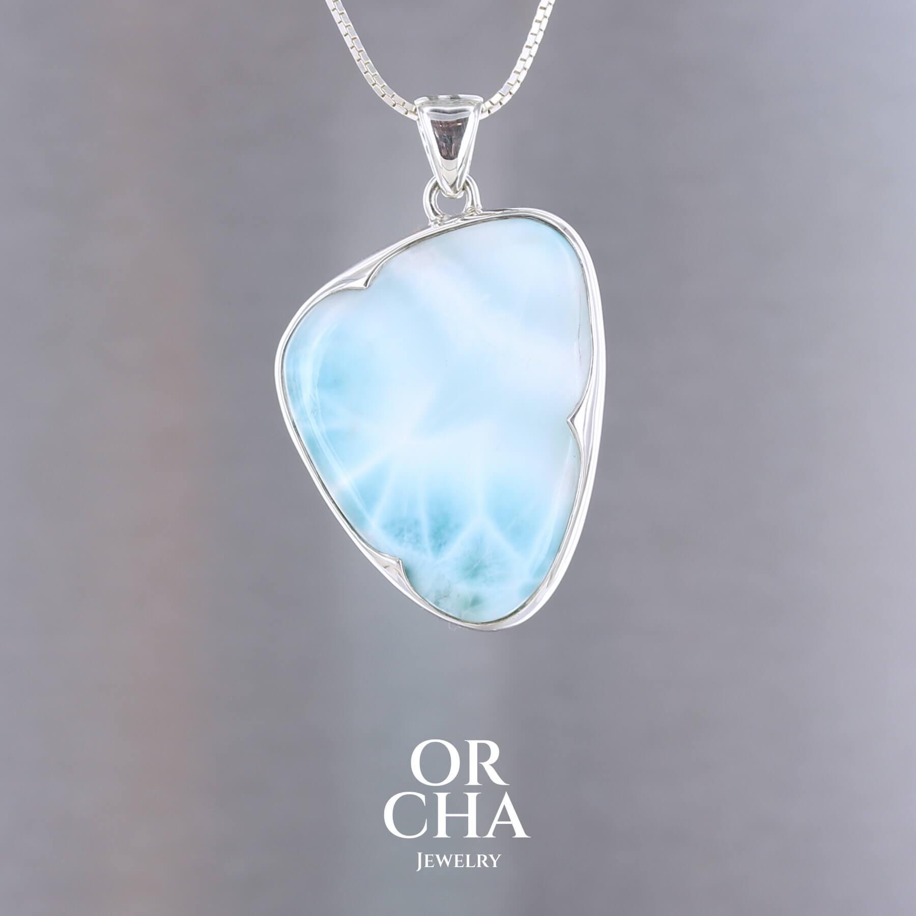 ラリマーペンダント、925スターリングシルバー、タツノオトシゴ 
