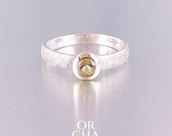 Heliodor Ring in Sterling Silver & 18k Gold — Miniature Sun