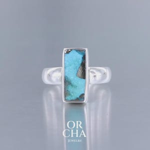 Türkisring, Größe 56, 925 Sterling Silber, natürlicher blauer Stein, Einzelstück, handgefertigt, Qualitätsschmuck