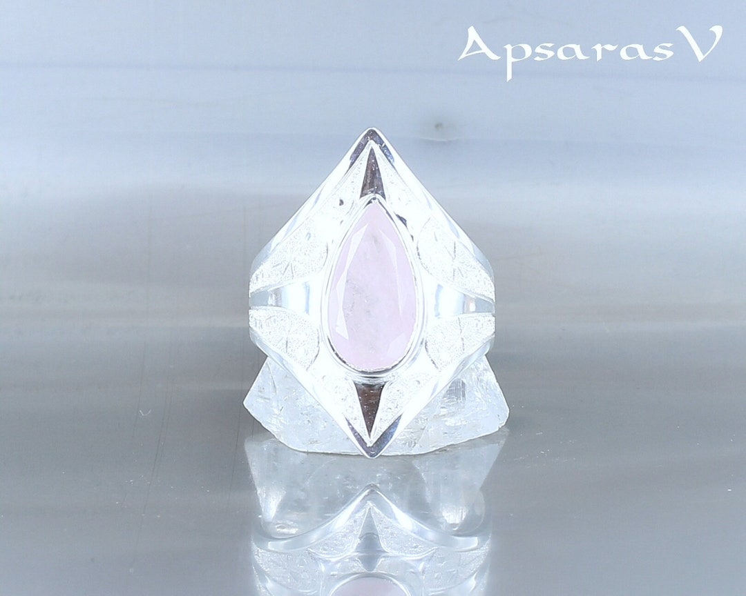 Bague Fleur En Argent 925 Avec Cristal/morganite Orange - Taille 55 - Occasion Très Bon état