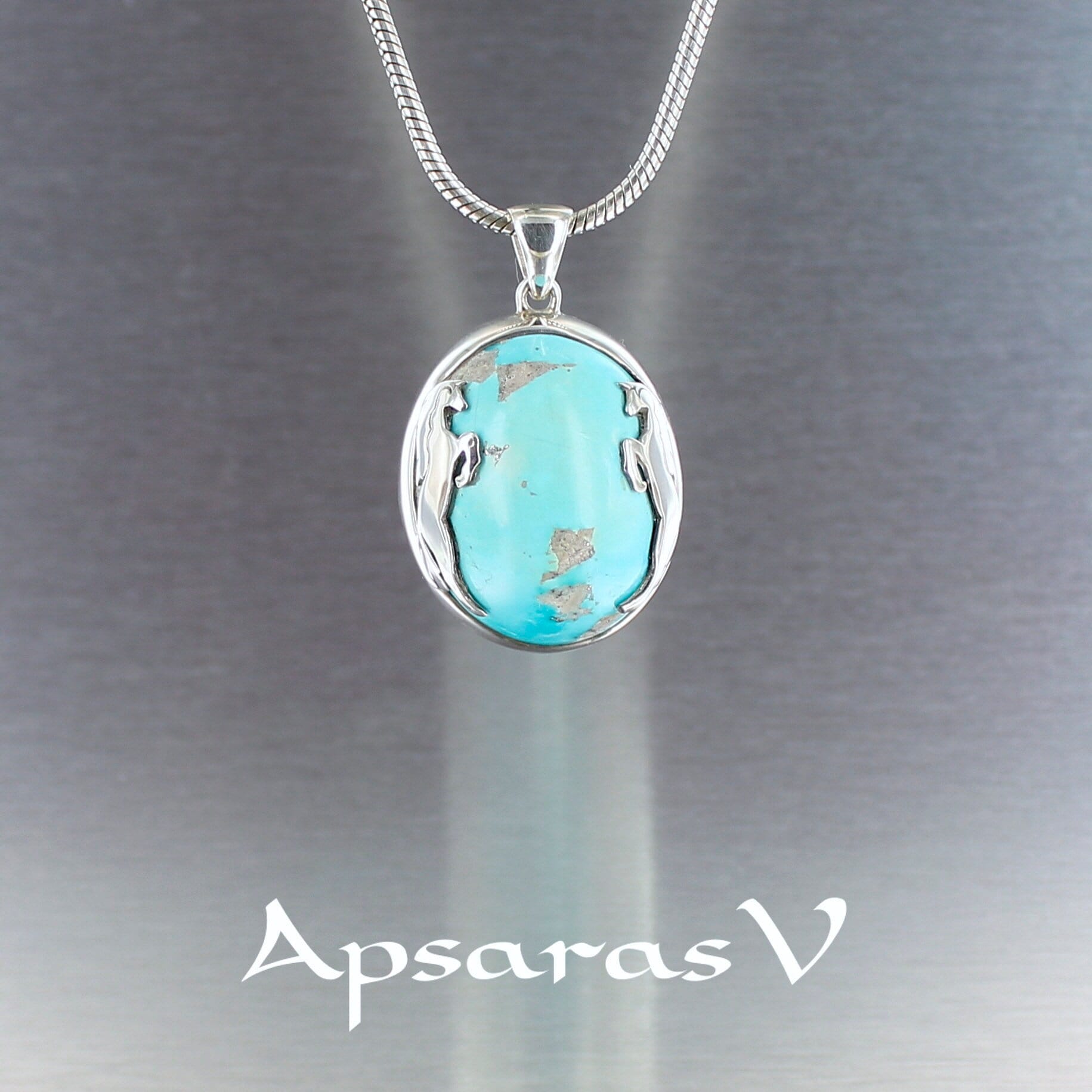 Turquoise Pendant, 925 Sterling Silver, Natural Turquoise
