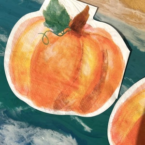 Set of 3 Decoupage Paper Napkins 6 x 6 Size Large Fall Pumpkin Pre-Cut 3 Ply