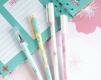 Cute Gel Pens, Pink Blossom, Cactus, Blue Yellow Bear, Writing & Drawing Craft Supply Tool, Visual Arts, Cartoon Fun, Kids Party Gifting