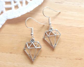 Hollow Diamond Charm Earrings Dangle Drop Lightweight Simple Jewellery for Dainty Daily Wear Minimalist Earrings Women Girls Gift Ideas