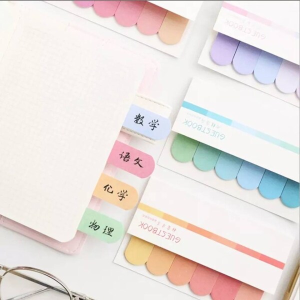 PASTEL GRADIENT STICKY Notes 4 Colours Available Index Tabs Page Marker Tabs Planner Organiser Diary Reminder Revision Stationery Supply A07