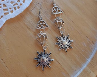 Long Sun Triquetra Charm Earrings Dangle Drop Lightweight Simple Jewellery for Dainty Daily Wear Statement Earrings Women Girls Gift Ideas
