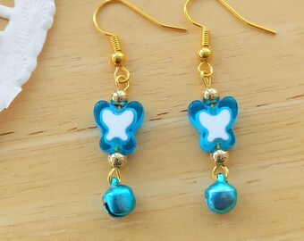 Heart Smiley-Face Evil-Eye Bells Earrings - Cute Fun Funky Quirky Dangle Drop Earring Hooks - Gifts For Her - Summer Retro Gifts