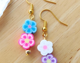 Fruit & Floral Clay Beaded Earrings - Dangle Drop Hooked Earrings - Fun Quirky Colourful Summertime Costume Jewellery