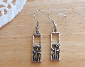 Rectangle Mushroom Charm Earrings Dangle Drop Lightweight Simple Jewellery for Dainty Daily Wear Minimalist Earrings Women Girls Gift Ideas
