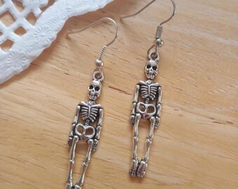 Skeleton Halloween Charm Earrings Dangle Drop Lightweight Simple Jewellery for Dainty Daily Wear Minimalist Earrings Women Girls Gift Ideas