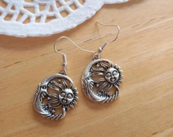 Moon & Sun Charm Earrings Dangle Drop Lightweight Simple Jewellery for Dainty Daily Wear Minimalist Earrings Women Girls Gift Ideas