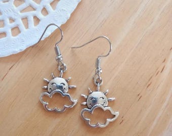 Sun & Cloud Charm Earrings Dangle Drop Lightweight Simple Jewellery for Dainty Daily Wear Minimalist Earrings Women Girls Gift Ideas