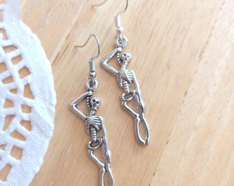 Hanging Skeleton Charm Earrings Dangle Drop Lightweight Simple Jewellery for Dainty Daily Wear Minimalist Earrings Women Girls Gift Ideas