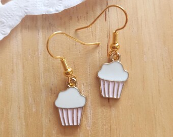 Cupcake Charm Earrings Dangle Drop Lightweight Simple Jewellery for Dainty Daily Wear Minimalist Earrings Women Girls Gift Ideas