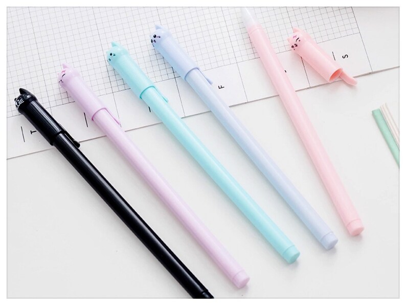 Cute Cat Gel Pen Cartoon Creative Pen Sets Kawaii Etsy