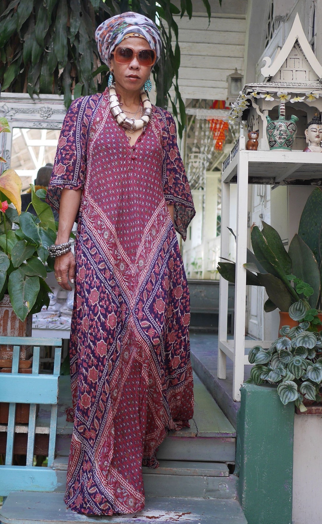 ORIGINAL ADINI Vintage 1970's RARE Hand Block Indian Cotton