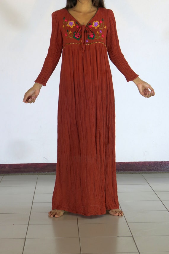 LONG Cotton Embroidered BURGUNDY Gauze Hippy Ethnic Embroidered Bohemian Peasant Gypsy Boho Hippie Folk Maxi Dress - Etsy LONG Cotton Embroidered BURGUNDY Gauze Hippy Ethnic Embroidered Bohemian Peasant Gypsy Boho Hippie Folk Maxi Dress - Etsy